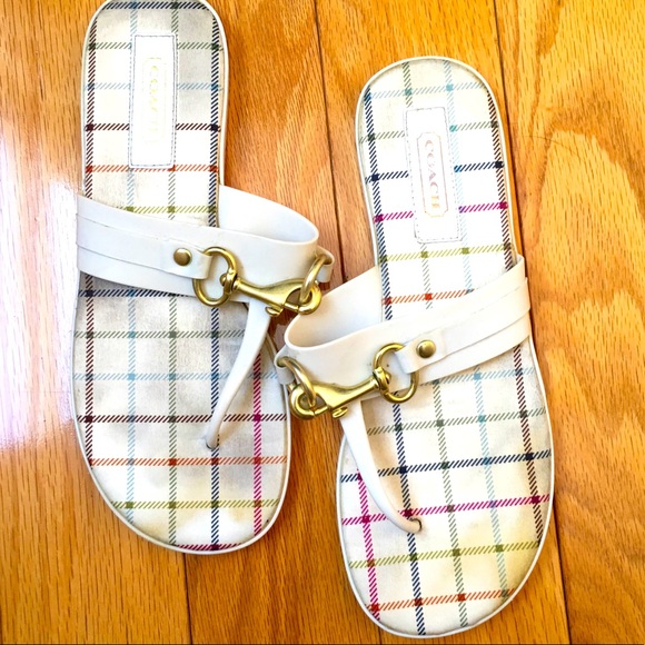 Coach Striped Beautiful size7.5 Sandals/Flip-Flops - Picture 1 of 4